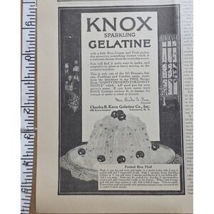 Vintage 1917 Knox Sparkling Gelatine Print Ad Fruited Rice Fluff Recipe Antique
